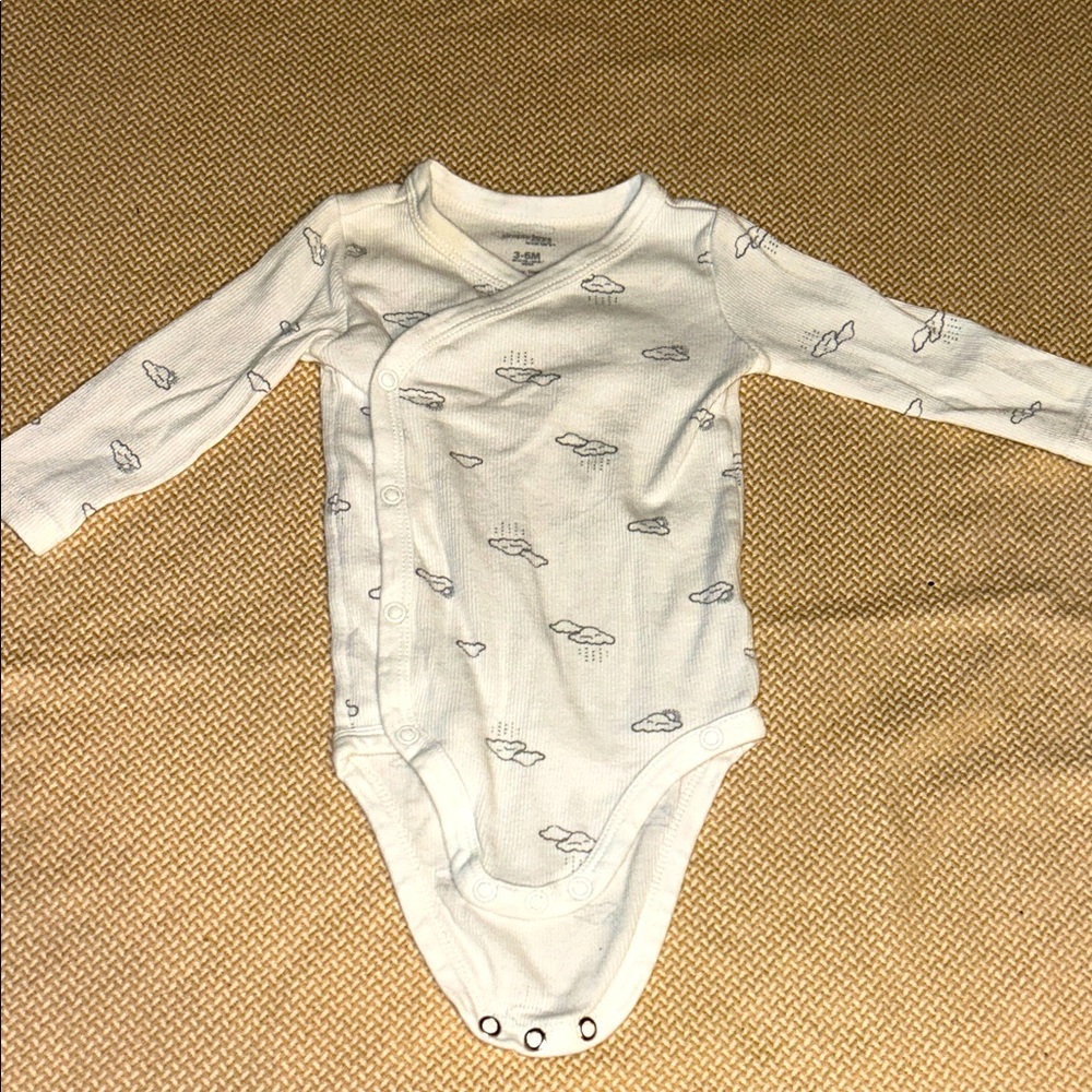 White Cloud Print Kids One Piece